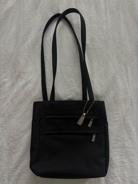 Nine West Black Shoulder Tote with Double Zipper Pockets